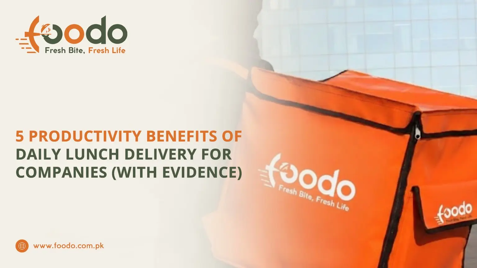 Orange Foodo lunch delivery bag symbolizing daily lunch delivery for companies and workplace productivity benefits.