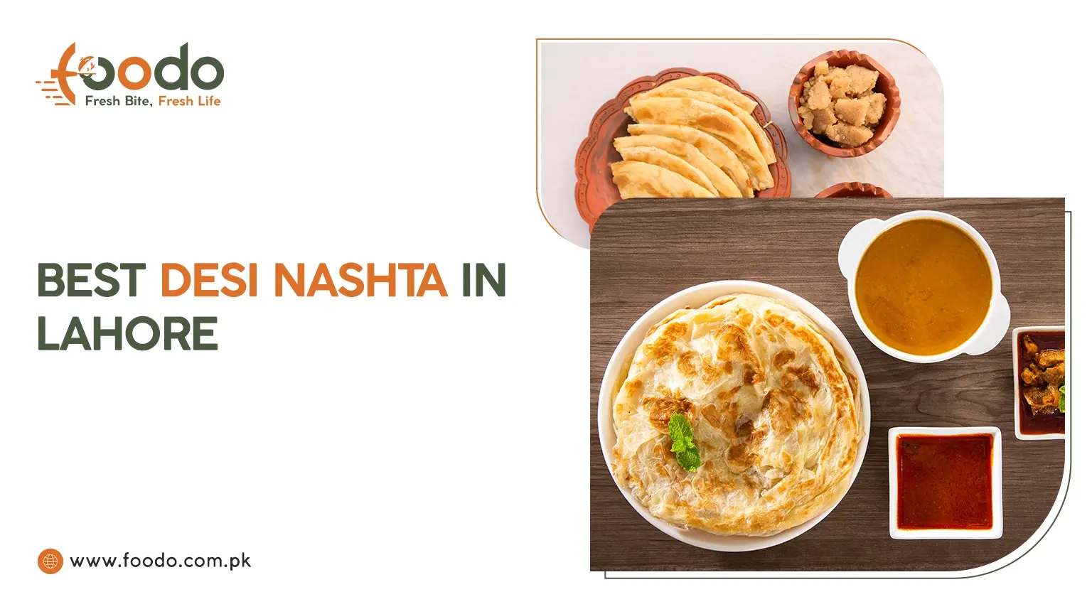 Traditional Pakistani breakfast options in Lahore like Anda Paratha and Daal Chana provided by Foodo monthly meal service.